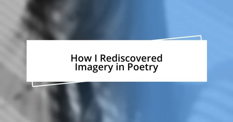 How I Rediscovered Imagery in Poetry