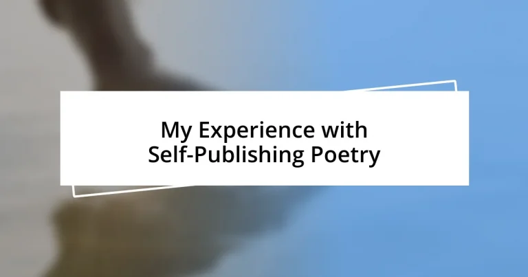 My Experience with Self-Publishing Poetry