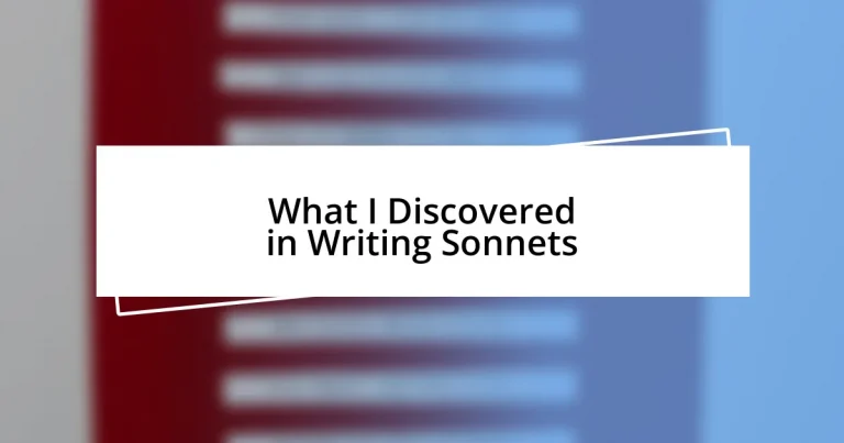 What I Discovered in Writing Sonnets