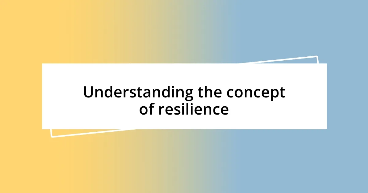 Understanding the concept of resilience