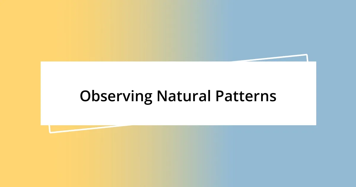 Observing Natural Patterns