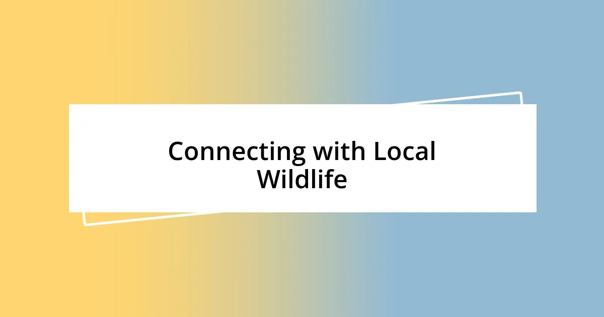 Connecting with Local Wildlife