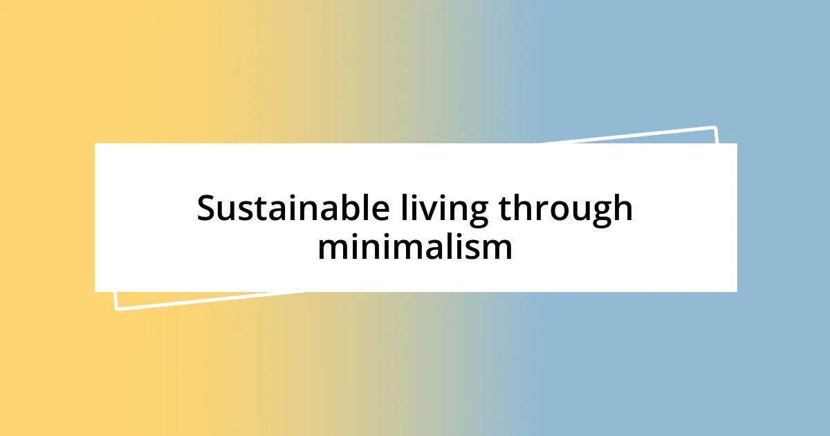 Sustainable living through minimalism